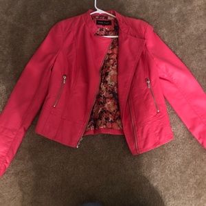 Hot pink faux leather jacket